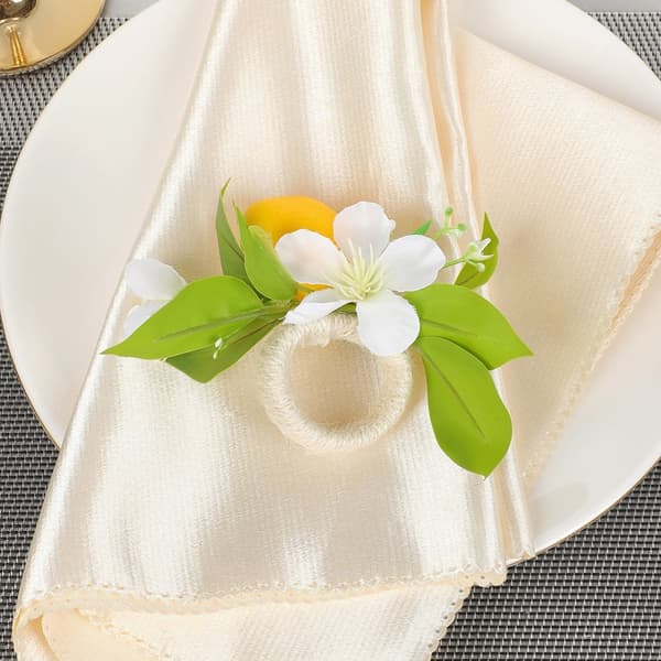 Förpackning med 6 citronblomservettringar till bröllopsmiddagsdukningstillbehör