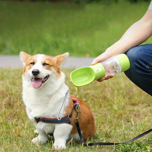Hundvattenflaska Hundresor vattenflaska med dispenser drickskål för utomhusvandring Blue