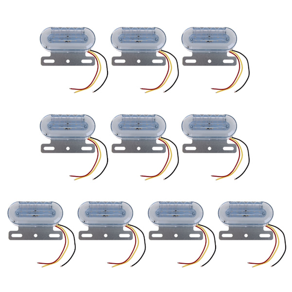LED rund klaring sidemarkeringslys gult for tilhenger lastebil RV, 10 Pack 24V