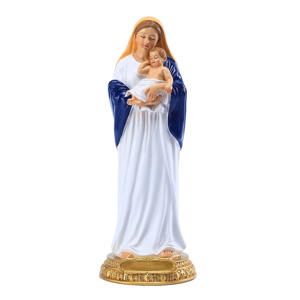 Religiös kådastaty Jungfru Maria håller baby stående statyett för kreativ prydnad för katolska kyrkan Religion Dekoration Festivalpresent