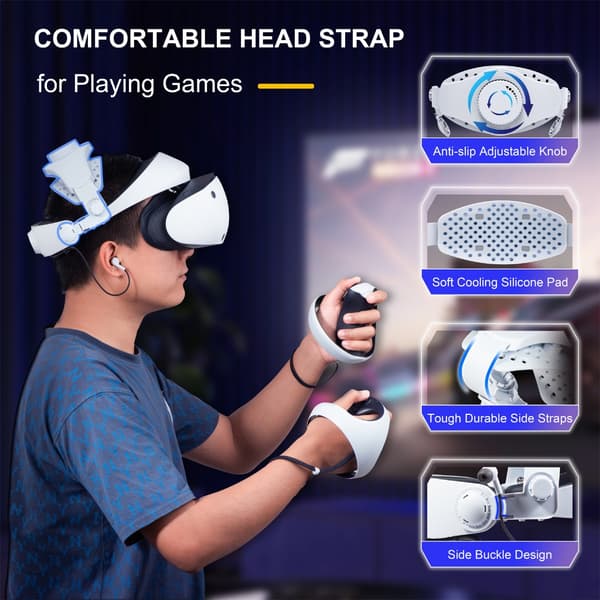 Komfortabelt VR-spilhovedbøjle Hovedstropper til PS VR2 Headset Hovedbøjler Stropper