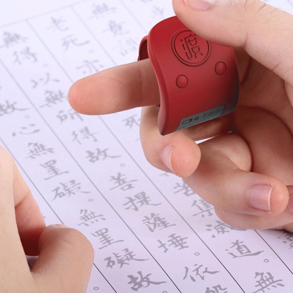 Mini Digital LCD Elektronisk Finger Ring Hand Tally Counter 9-siffrig Bön Uppladdningsbara räknare Clicker Red