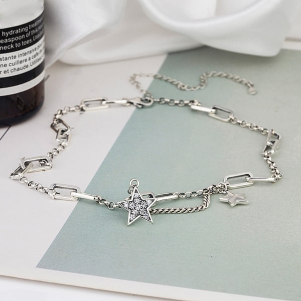 Pentagram Chain Choker Star Halsband Smycken Y2k Tillbehör Star Choker Legering Material Festsmycken för kvinnor Present
