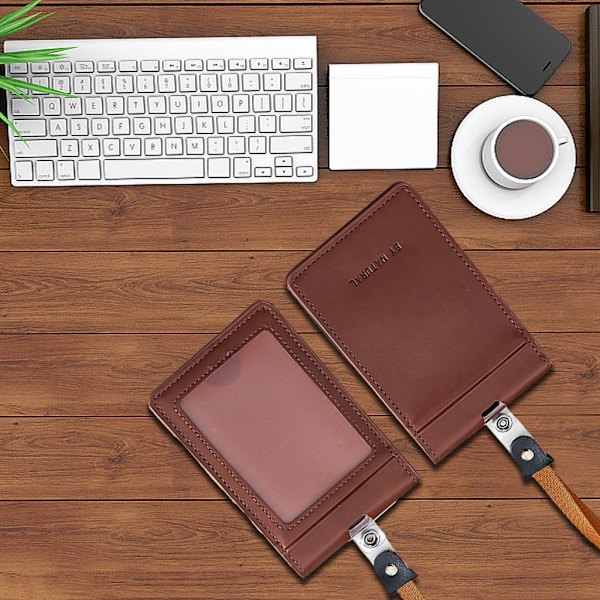 Magneettinen korttipidike Rintanappipidike kaulanauhalla käyntikorttipidikkeellä Brown