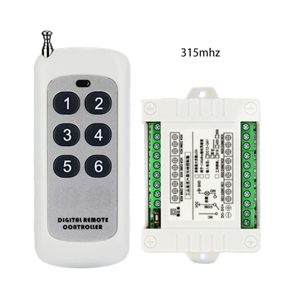 Trådløst fjernbetjeningskontaktsystem, sender + modtager, 3000m lang afstand til DC 12V 6ch 6ch Rf 315/433mhz