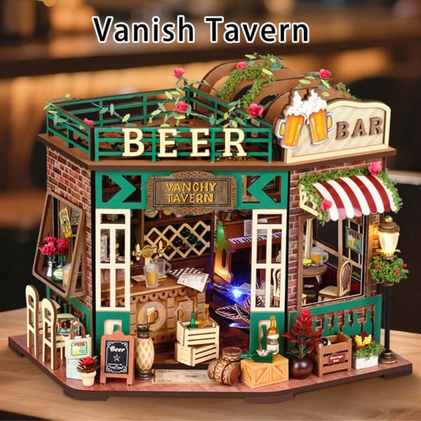 Håndlavet Mini Pub Scene Træ Samlesæt Til Kreativ Dekoration