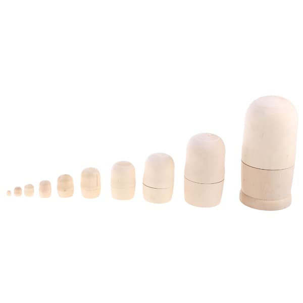10 stk DIY umalet blank træ, stor maveform russiske Nesting Dolls