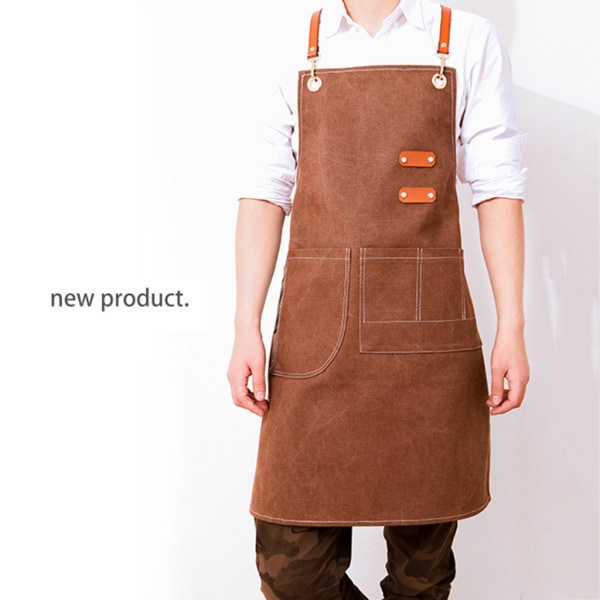 Kockförkläde Bomullsduk för korsrygg Justerbart förkläde med fickor för kvinnor och män, Kök Matlagning Bakning Haklapp Apro Grey