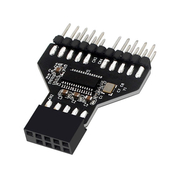 Moderkort USB2.0 9Pin Splitter Converter Bekväm 1 till 2-förlängningsadapter för CPUWiFi-mottagarfläktar