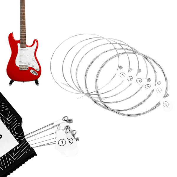 6 st .009-.042 Elgitarrsträngar Kolstålkärna för elgitarr