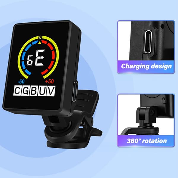 Stämapparat Gitarr Clip On, Digital Gitarrstämmare med LCD-Display för Gitarr, Bas