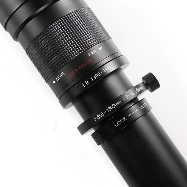 Stor bländare 650-1300 mm F8.0-F16 teleobjektiv med T2-fästeadapter Ring- och linsförvaringsficka för DSLR-kameror null - FOR Canon White
