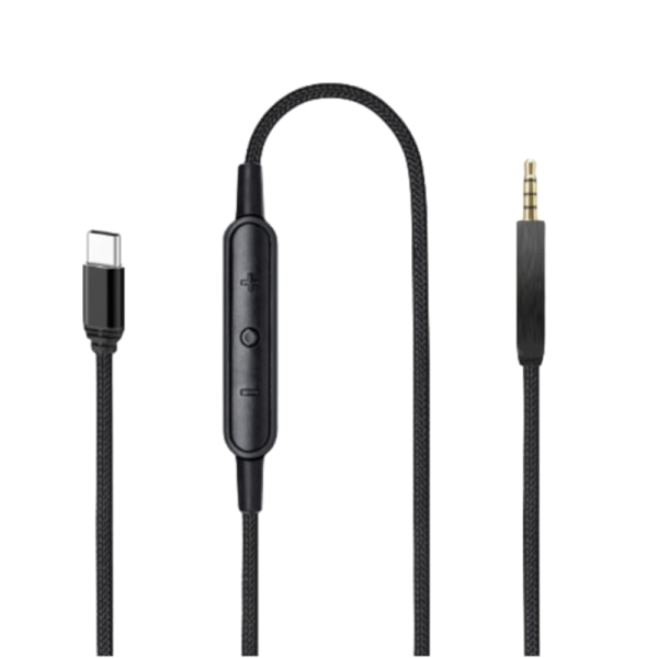 Kvalitets USB C-kabel för QC35 QC45 Headsetsladd Fjärrkontroll Volymkontroll Mic