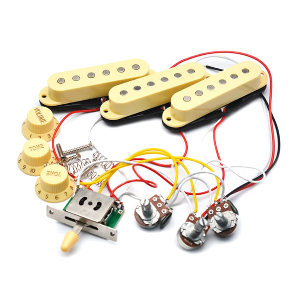Gitar Forkablet ledningsnett 3 stk Elgitar ledningsnett Forkablet pickuper og 5-veis omformer 2T1V Pickup Selesett