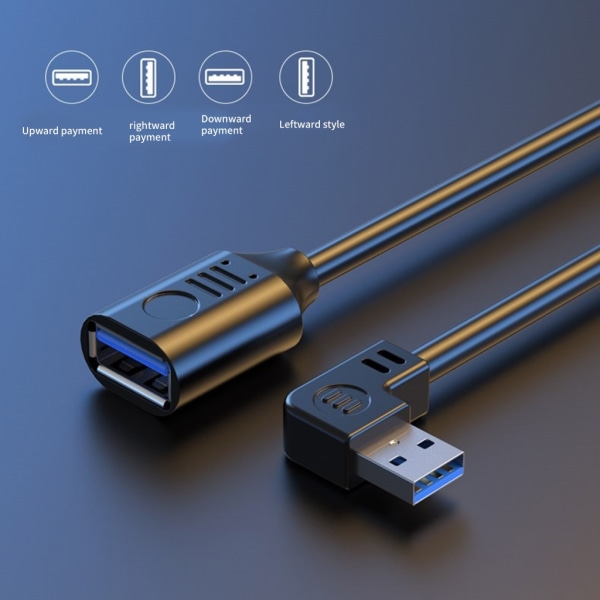 USB förlängningskabel 3.0 hane till hona Data Sync USB -förlängningssladd 90 grader 5 Gbps höghastighetsladdningskabel för mus null - Down 1.5m