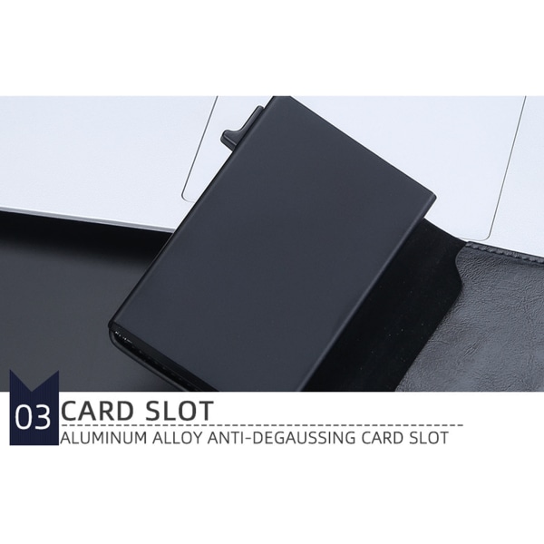 Automatisk pop-up korthållare plånbok för män RFID Blockering Skydda aluminium för Black