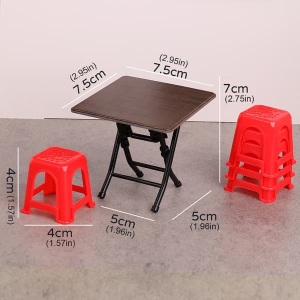 Miniatyrmöbelkollektion Hopfällbart matbord och pallar för dockhus