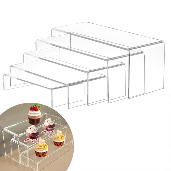 Pakke med 5 akryl display-risere til cupcake-figurer og samleobjekter