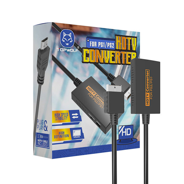 Retro spillkonsollkonverter for PS2 til HDMI-kompatibel lydvideoadapterledning