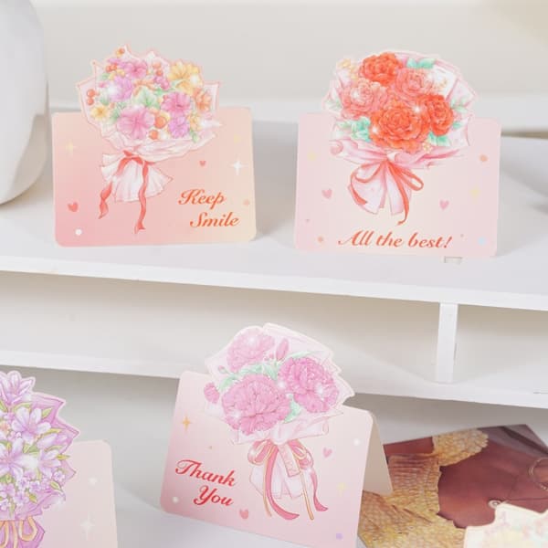 8 stykker små blomstertema-lykønskningskort foldbare notekort til mor veninde