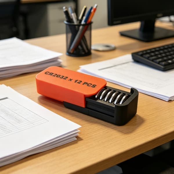 CR2032 12-slots batterikasse til opbevaring og sortering af reservebatterier