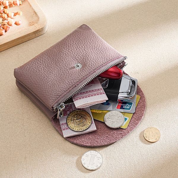 Mode läderkort Hållare Plånbok Byte Pocket Myntväska för män kvinnor Red Double layer