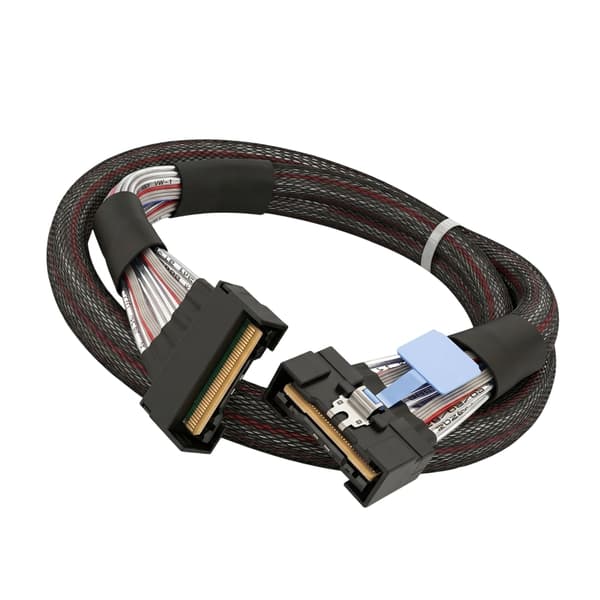 50 cm Mcio til Mcio SFF-8654 8I kabel med sort kappe til IT-udstyr