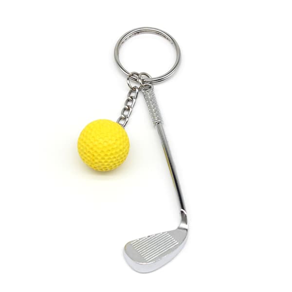 6 stk golf nøglering med golfkølle og golfbold, tilbehør til nøgleringdekorationer