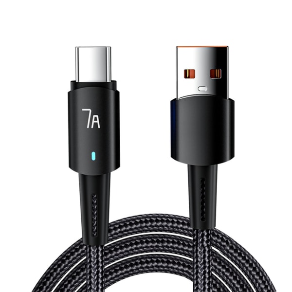 Type-C-kabel 2m/1m-kabel USB-A til Type-C hurtiglader Ekstra lang flettet Type-C-ledning Passer for smarttelefoner Slitesterk