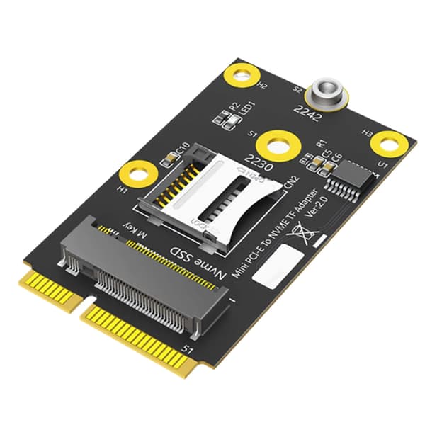 2 i 1 Mini PCIE til TF-kort USB2.0 og M.2 Key M Adapter Industriel