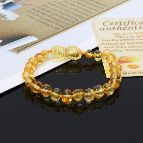 Naturligt Baltic Amber Armband för bitringar Baltic Amber Anklet Baby Bead Smycken null - C