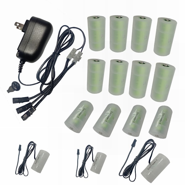 Justerbar 100-240V strømforsyningsadapter, batteriudskiftningssæt til 2-8 STK LR20 D eller LR14 batterier DC3V-12V