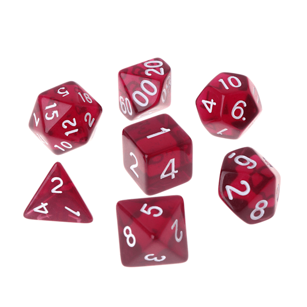 7 stk./sæt Polyhedral Multi Sided Dice D4-D20 Dungeons&Dragon D&D RPG Poly Game Burgundy