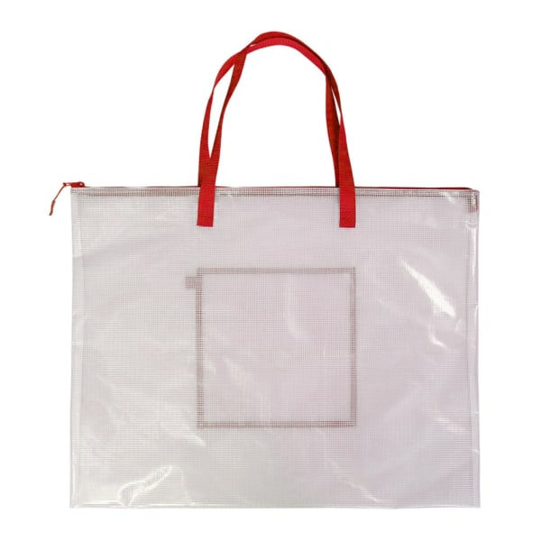 Klar mesh lynlås plakatpose Plakat taske bæretaske til kunstværk Red