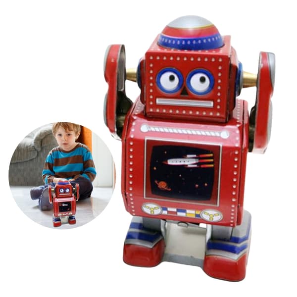 Optræksrobot Jernmodel Figur Mekanisk Robotmodel til Kontor Hjem Dekorationer