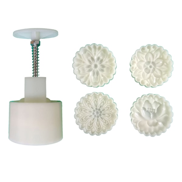 125g Plastmaterial Mooncake Molds Stämpel Moon Cake Form Tecknad Blomma Form DIY Bakformar för midhöstfestivalen