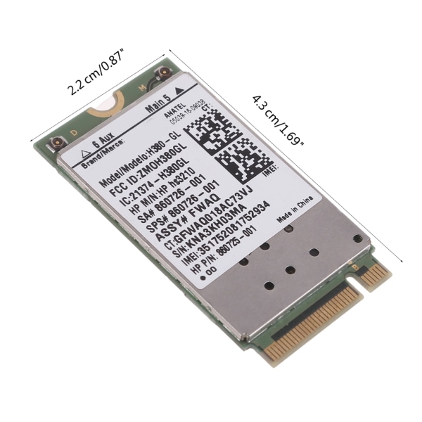 WWAN-kort H380-GL HSPA+-modul för ZBook 17/15/15u EliteBook 840/820 G4