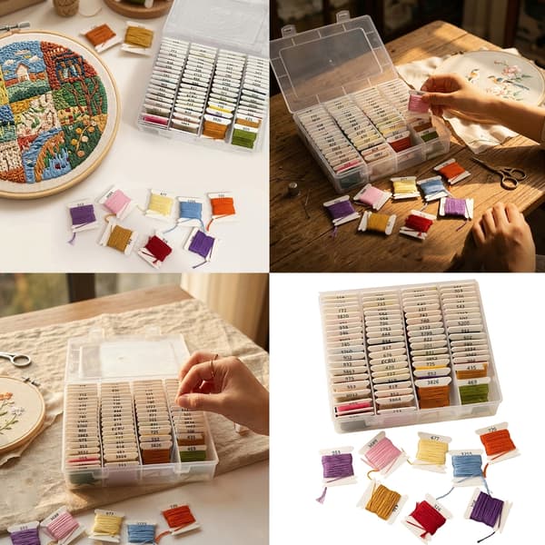 80 farver polyester broderitråd med organiser til håndsøm