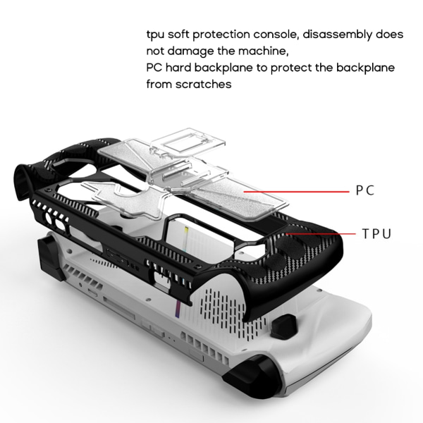 Ergonomisk design PC+TPU- case för RogAlly spelkonsol Halkfritt skyddande cover med fästedesign null - A