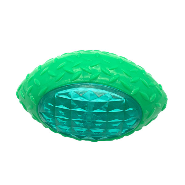 Hundvalp Gummi Fotbollsform LED-ljus Ljud studsande boll Tandrengöring Tugga Molar Interaktiv träningsleksak Djurtillbehör