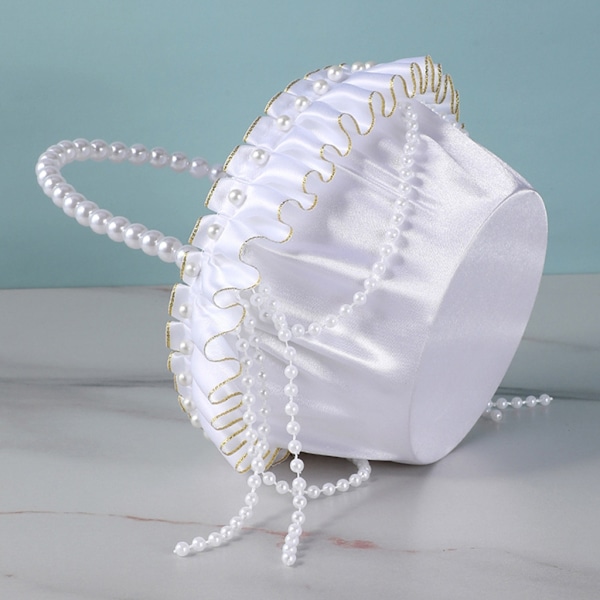 Bröllopskorg i polyester dekorerad med pärlor