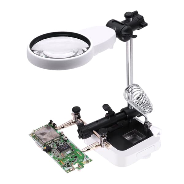 LED-lys Hjælpende Hænder Forstørrelsesglas Loddestation 3.5X 5.25X Belyst Stand