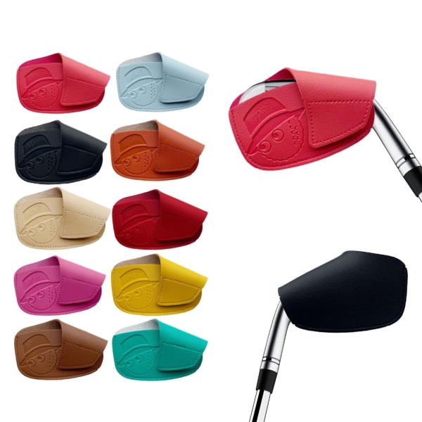 Golf Head Covers Tjock Syntetiskt PU Läder Golf Iron Head Covers 10 färg Pink