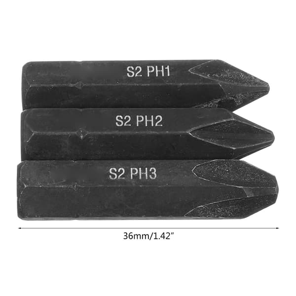 8 mm sterk magnetisk bits skrue slagbits PH1 / PH2 / PH3 3 delers sett