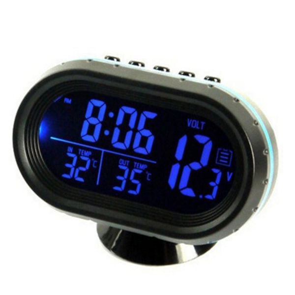 Voltmeter 3 in 1 Moottoripyörän volttimittari Mini ilman lämpötila kellokellolle jännitemittari Universal kuorma-autolle