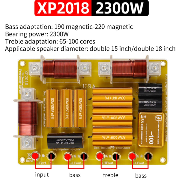 XP2018 2300W High Power Filter Cross Frequency Divider 2Low Filter 1Högfilter för bröllop, utomhusfester, KTV, barer