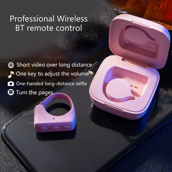 Bluetooth-kompatibel Fingertop Video Controller för Tiktok Short Video Browsing Device Sida Vänd mobiltelefon fjärrkontroll Pink - 1