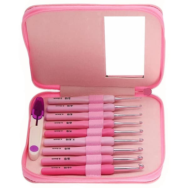 1 Sæt Pink Gradient Hæklenålesæt Hæklenål 2.0-6.0mm Strikkenål