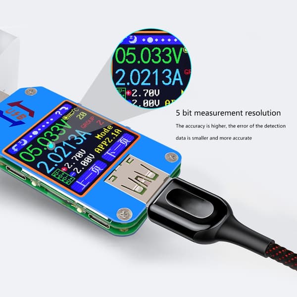 USB 2.0 Tester USB Strømmåler 4-24V 5A Spændingstester Multimeter LCD-skærm