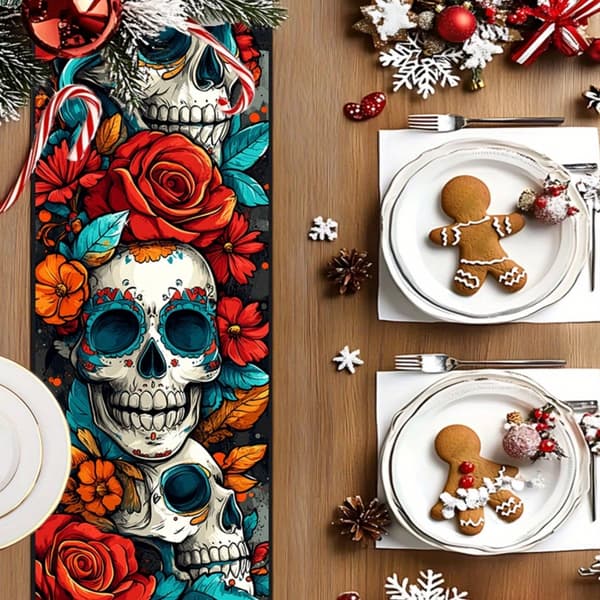 Eerie Halloweens Bordløper Skull Creation Gathering Materials Deck